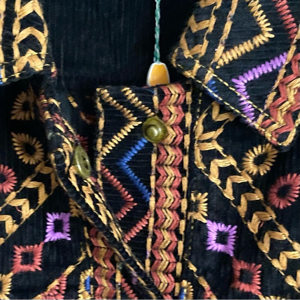 NEW RARE FARM Rio Embroidered Long Sleeve Jumpsuit Corduroy Floral Black $495 XL - Picture 10 of 16